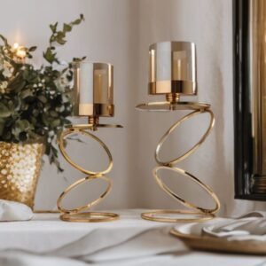 CURVED IRON CANDLE STAND