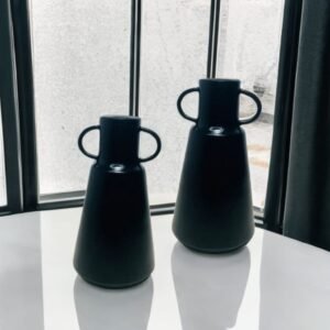 BLACK BOTTLE SHAPE FLOWER VASE SET