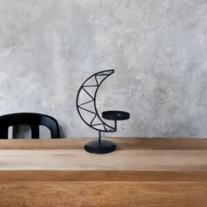 BLACK HALF MOON SHAPE CANDLE STAND
